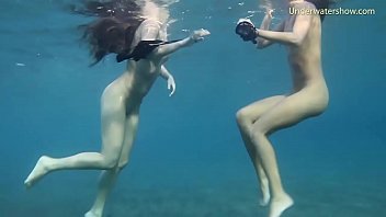 Underwater In The Sea Babes Enjoy Themselves free video
