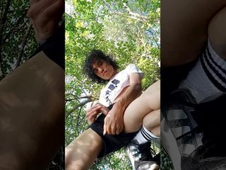 Adidas Twink Boy Walking Freeballing, Wanking, Cumming, Pissing In Public Park free video